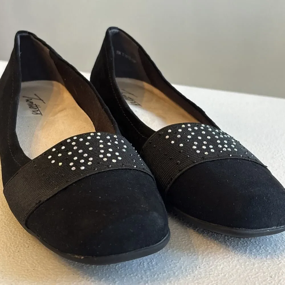 Trotters Samantha T1812-101 Slip On Flats Loafers Women Shoes 7.0 M, Black Suede